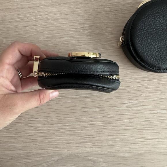 Pair of Noemie Brentwood Leather Accessory Cases (Jewelry Pouches) Black - Picture 3 of 5